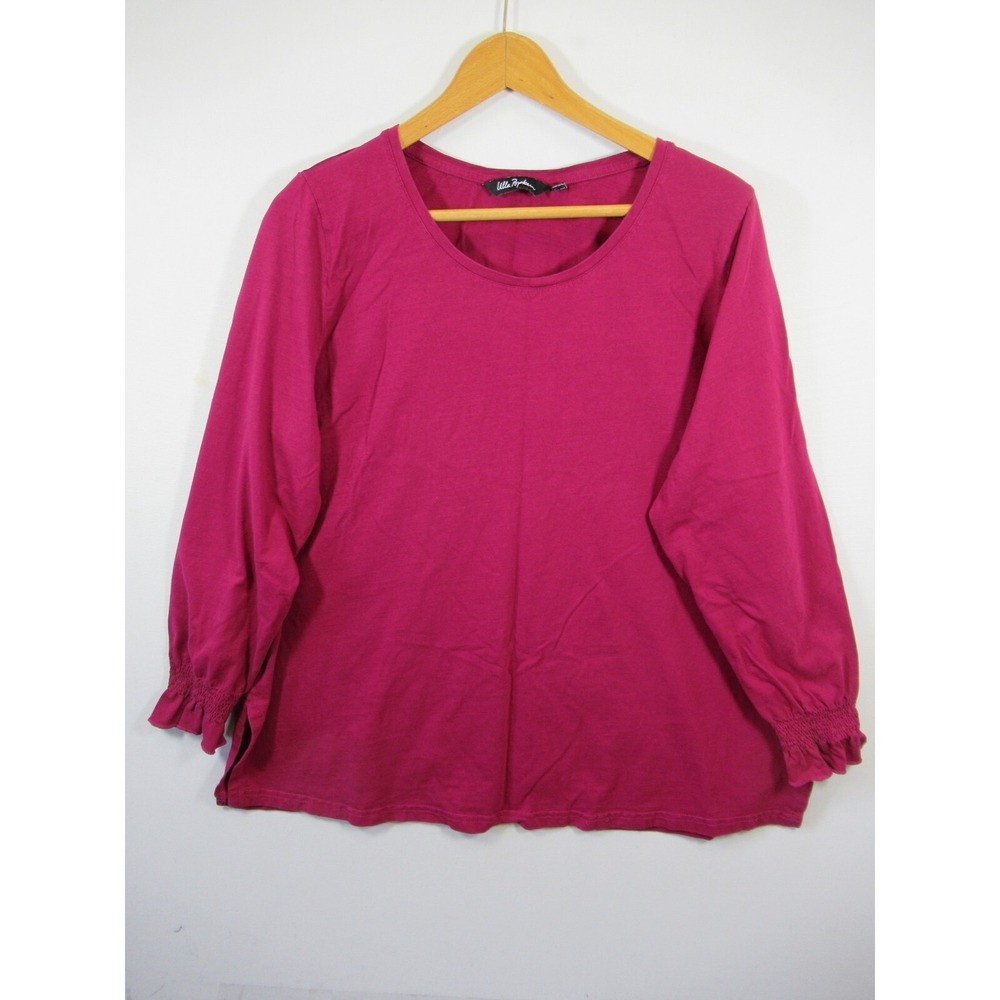 Ulla Popken Top Plus Size 20/22 Dark Pink Long Sleeve